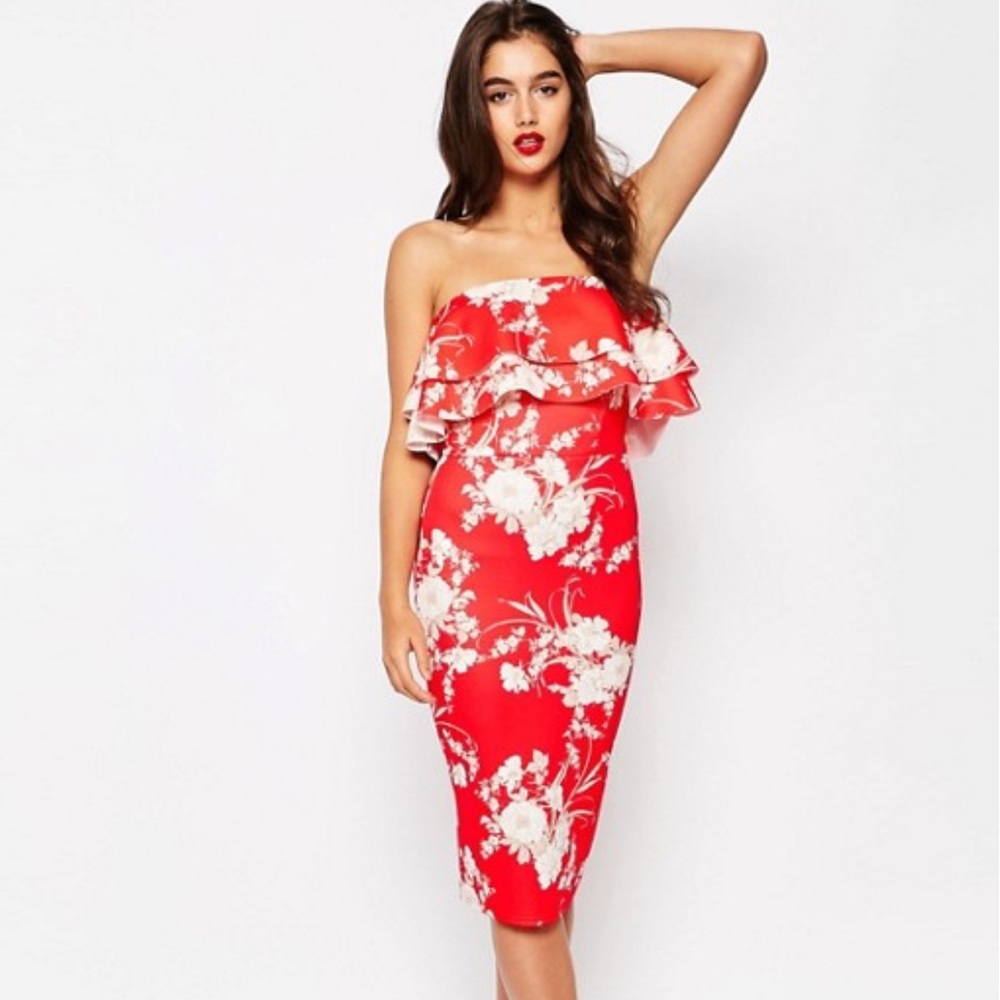 NWT ASOS Double Ruffle Scuba Dress